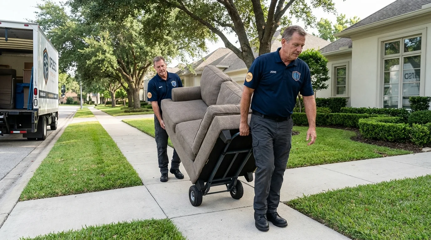 Local residential moving crew loading furniture in Hallsville, MO
